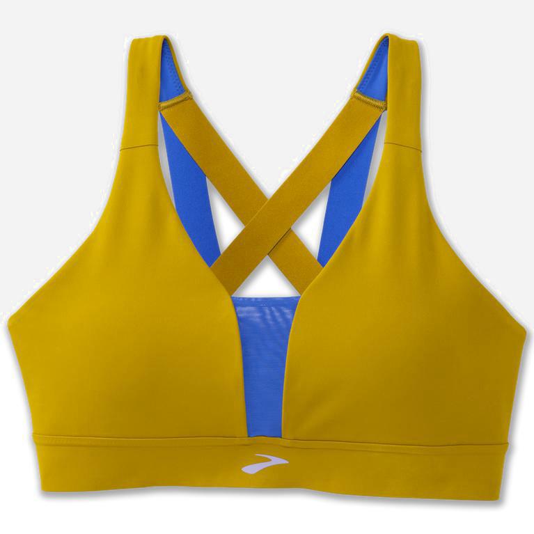 Sutiã Esportivo Brooks Drive Plunge Feminino Brasil - Douradas / Azuis (86197CHPI)